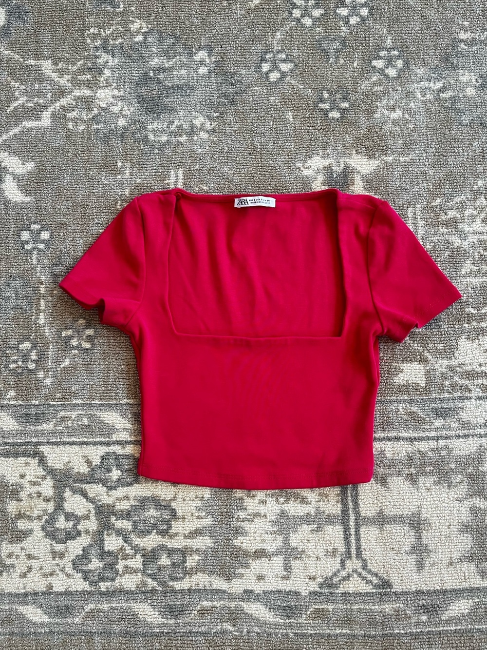 Zara Fuchsia Square Neck Cropped Top